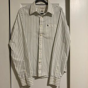 Abercrombie White / Blue pinstripe button up shirt